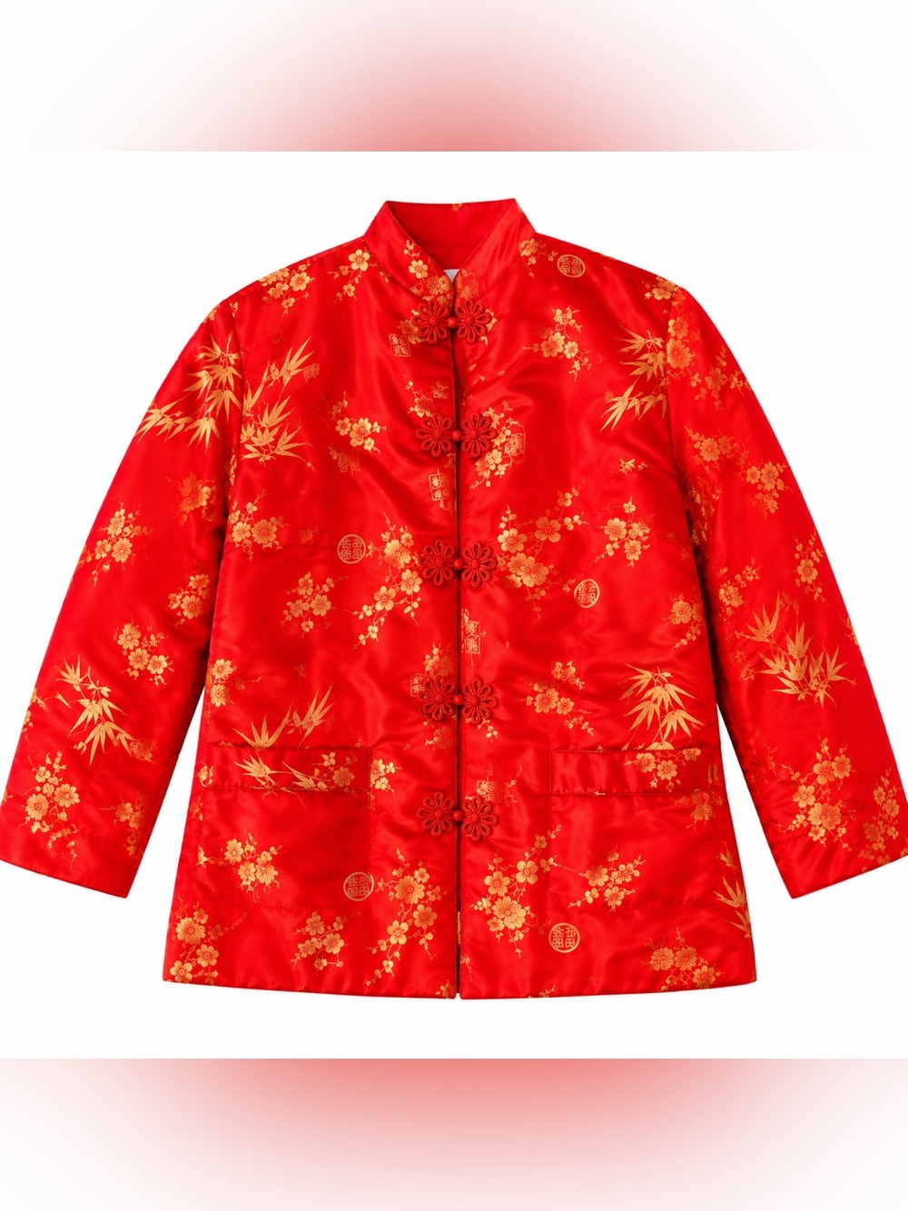 Vintage Moon Rabbit Red Satin Chinese Floral Jacket